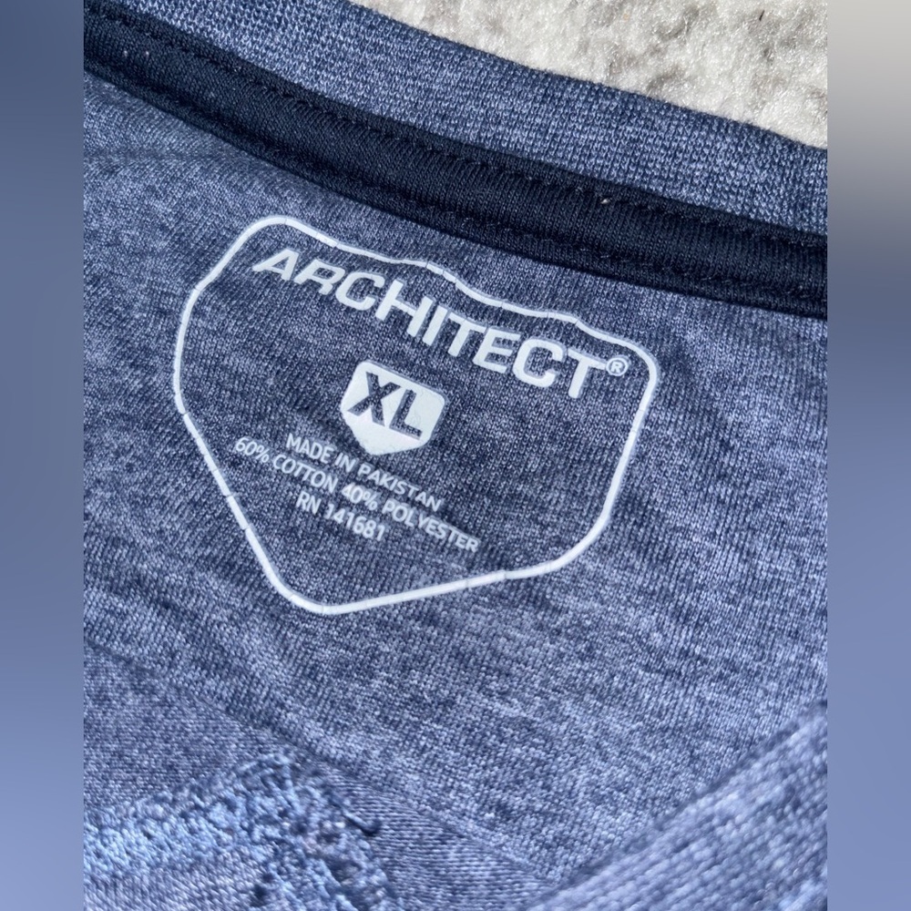 Men's Architect V-Neck Short Sleeve T-Shirt Heather Navy Size: XL - Picture 3 of 3